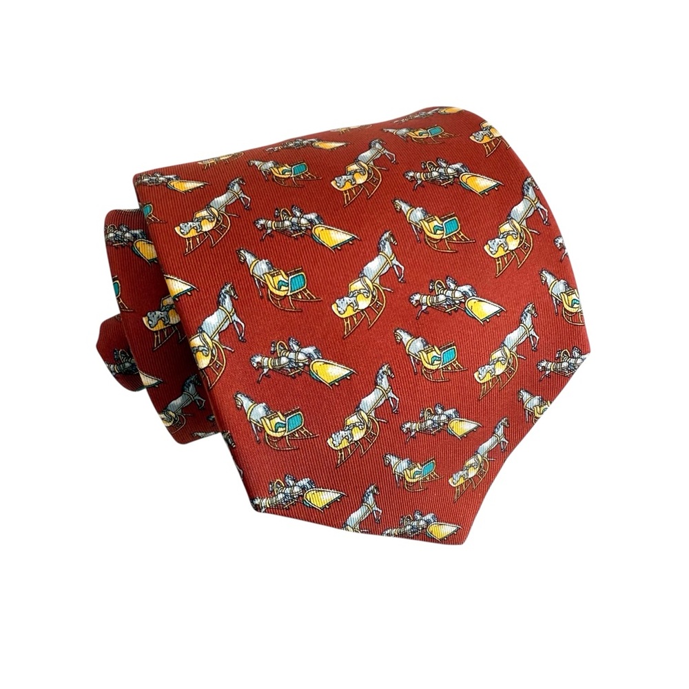 Lancel horse and carriage silk tie made in France